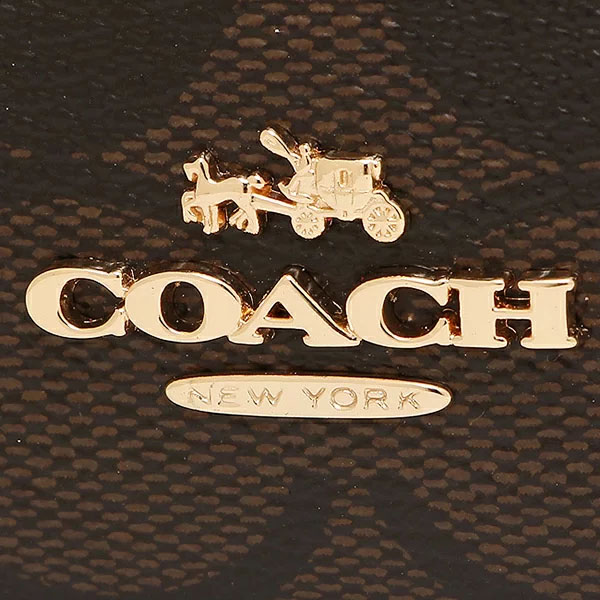 Coach Medium Corner Zip Wallet In Signature Coated Canvas Brown Fuchsia # F54023