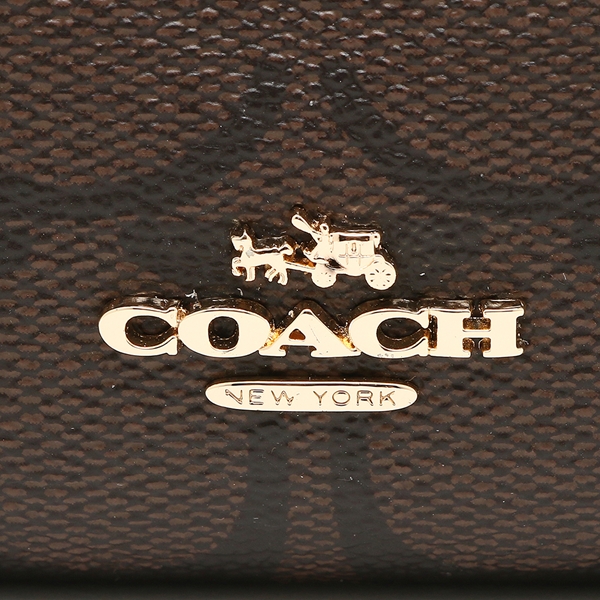 Coach Medium Corner Zip Wallet In Signature Gold / Brown / Black # F54023