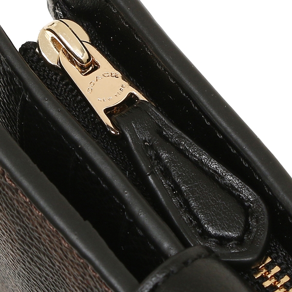 Coach Medium Corner Zip Wallet In Signature Gold / Brown / Black # F54023