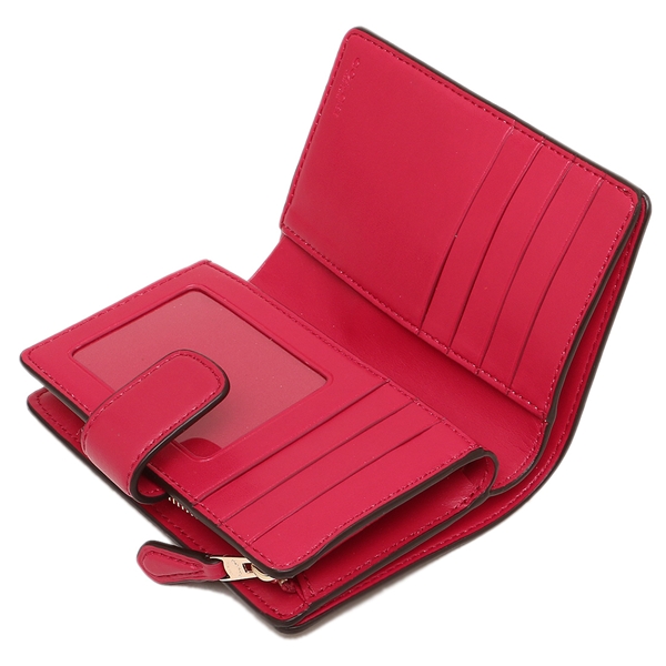 Coach Medium Corner Zip Wallet In Signature Gold / Khaki Bright Pink # F54023