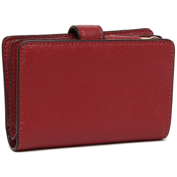Coach Medium Corner Zip Wallet Light Gold / Dark Red # F11484