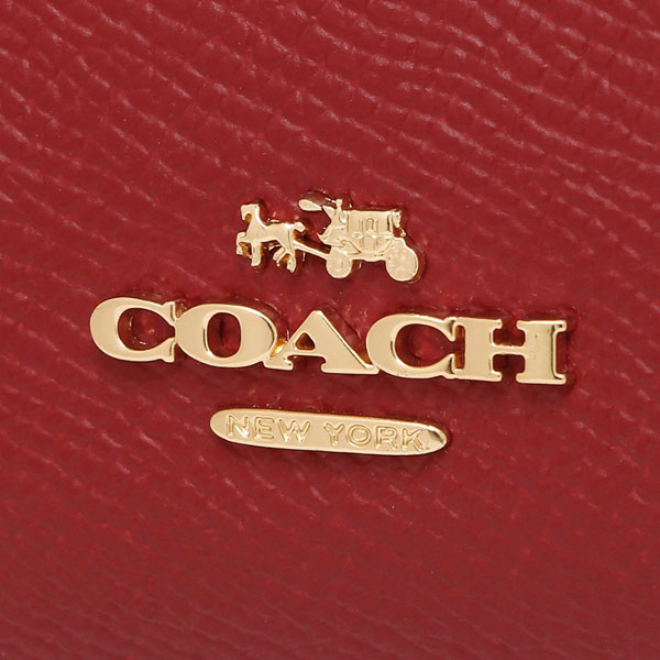 Coach Medium Corner Zip Wallet Light Gold / Dark Red # F11484