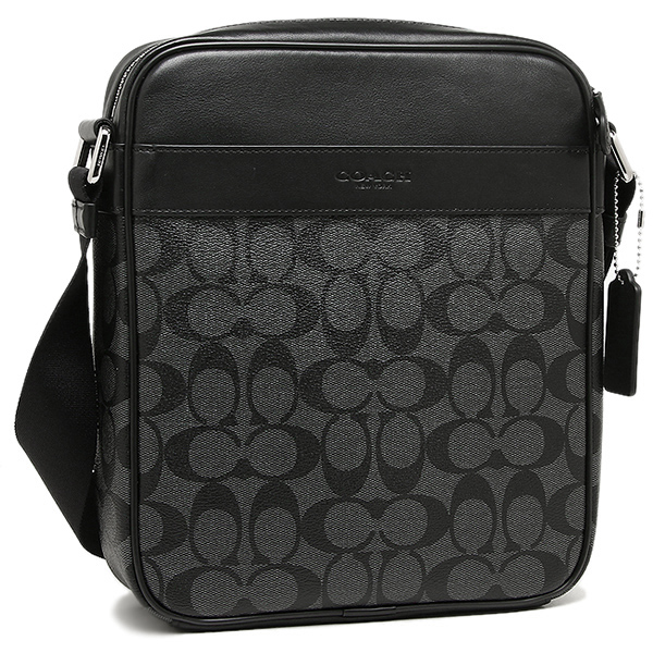 Coach Men Crossbody Bag In Gift Box Flight Bag In Signature Charcoal / Black # F54788