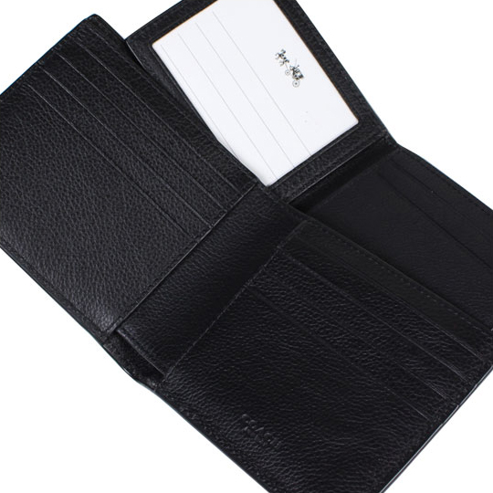 Coach Men Wallet In Gift Box Compact Id Wallet In Sport Calf Leather Black # F74991