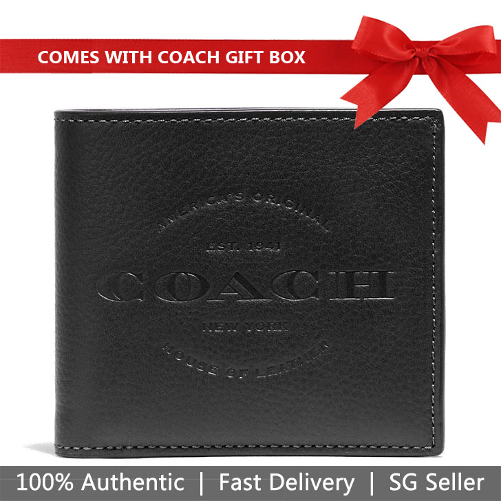 Coach Men Wallet In Gift Box Double Billfold Wallet Pre-Order Ship By 14 Jan 2021 Black # F24647