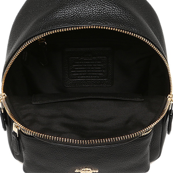 Coach Mini Charlie Backpack In Pebble Leather Gold / Black # F38263