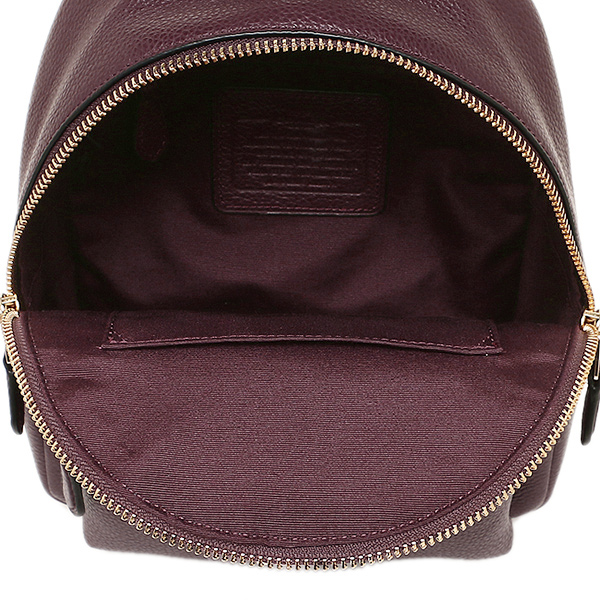 Coach Mini Charlie Backpack In Pebble Leather Gold / Oxblood Dark Red # F38263