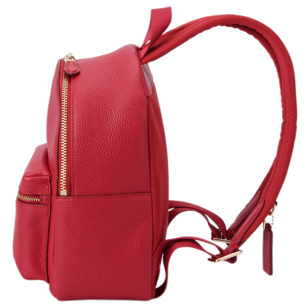 Coach Mini Charlie Backpack In Pebble Leather Light Gold / True Red # F38263