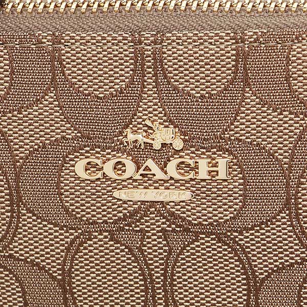 Coach North / South Crossbody In Outline Signature Jacquard Khaki Brown / Blush Pink # F58421