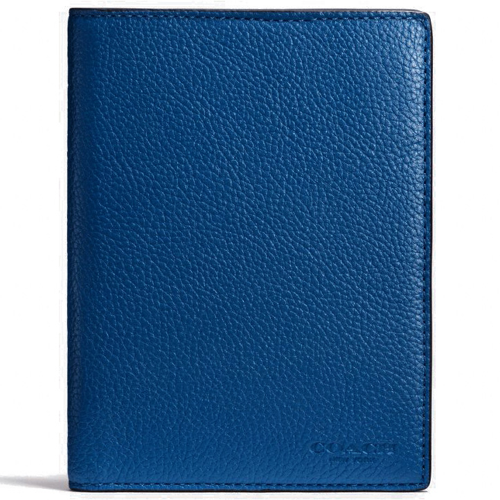 Coach Passport Case In Refined Pebble Leather Denim Blue # 93462