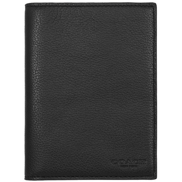 Coach Calf Leather Passport Case Black # 93604