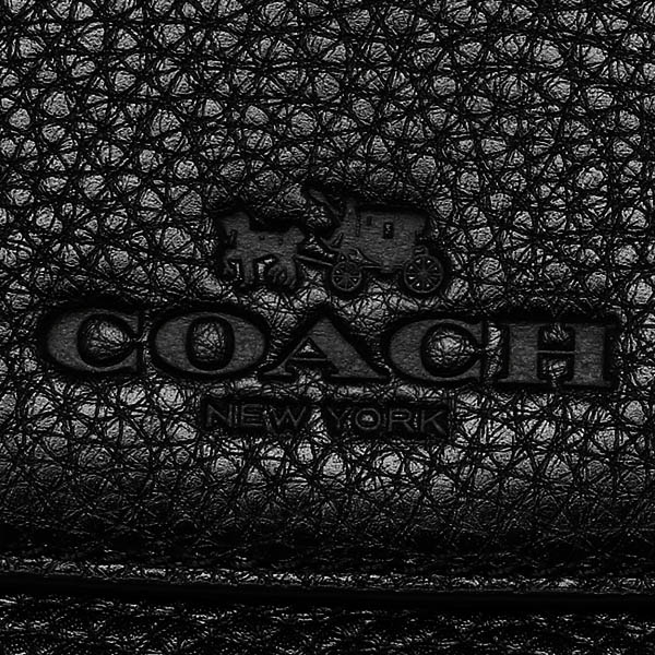 Coach Pebble Leather Checkbook Wallet Black # F52715