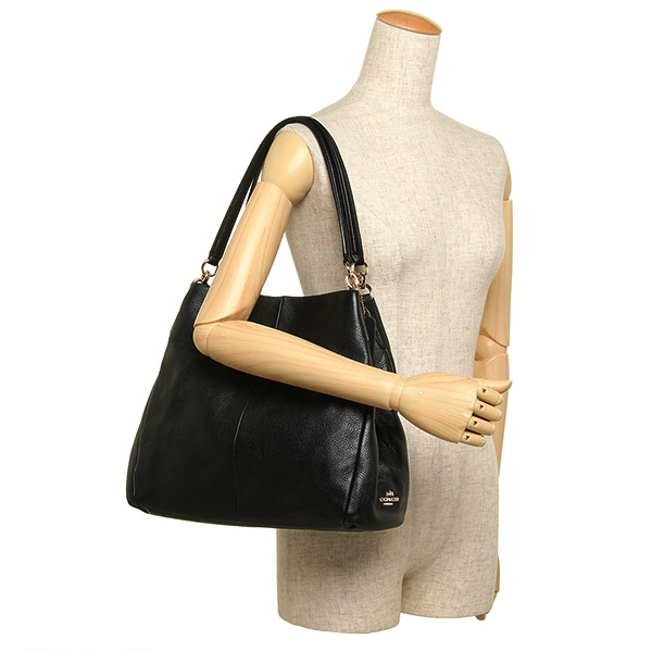 Coach Pebble Leather Phoebe Shoulder Bag Black # F35723