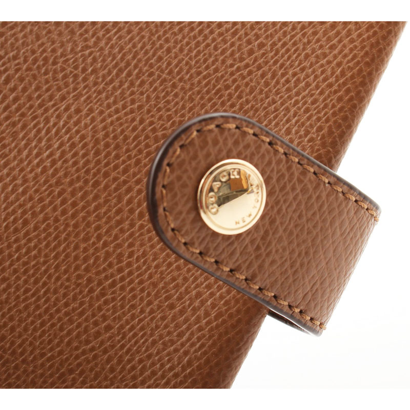 Coach Phone Clutch In Crossgrain Leather Gold / Saddle Brown # F53977