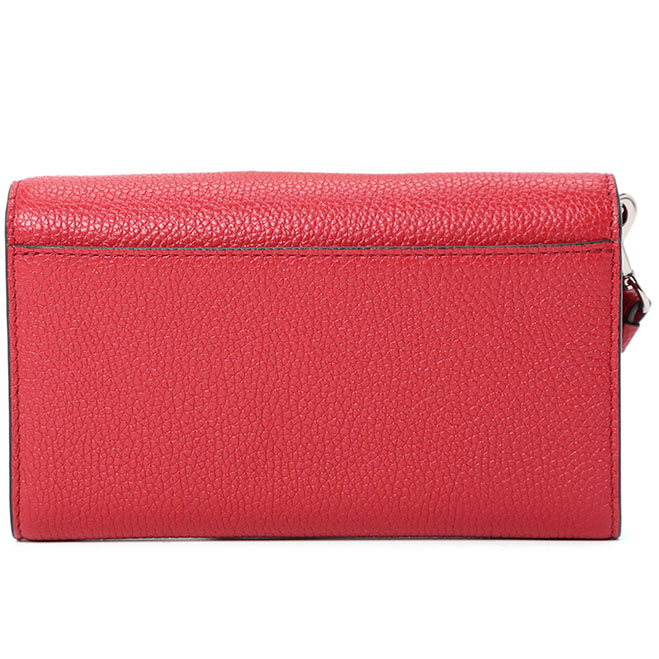 Coach Phone Clutch In Polished Pebble Leather Silver / Red # 16115B