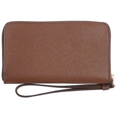 Coach Phone Wallet Light Gold / Saddle Brown 2 # F58053