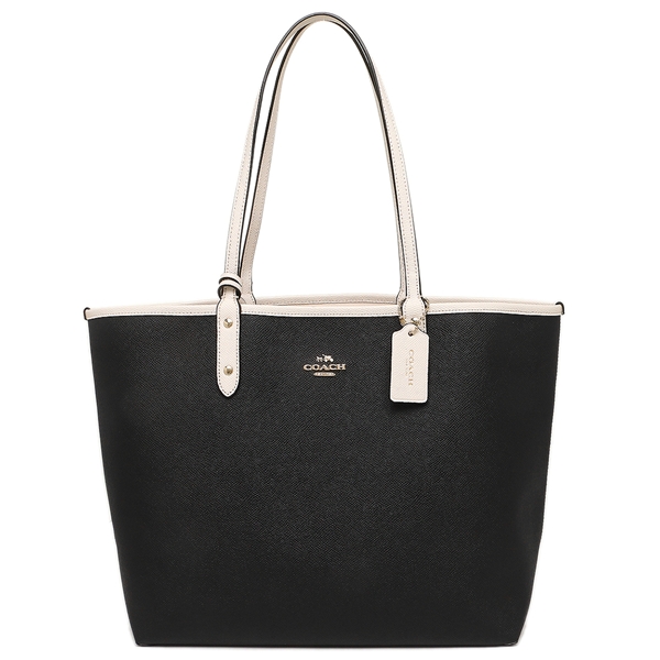 Coach Reversible City Tote In Coated Canvas Black / Chalk White # F36609