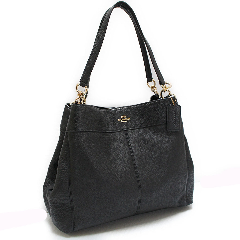 Coach Shoulder Bag In Gift Box Lexy Leather Shoulder Bag Tote Black # F27593