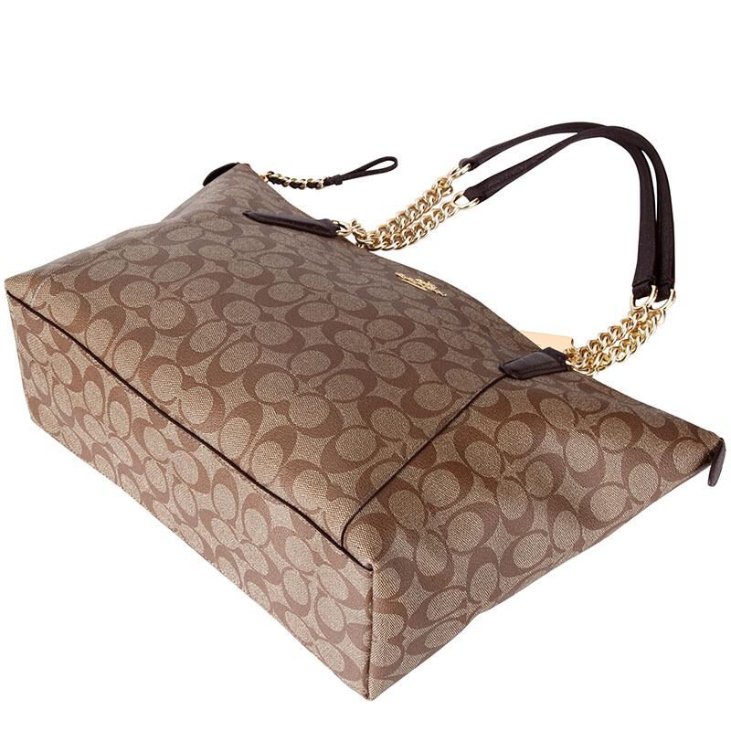 Coach Shoulder Bag With Gift Bag Ava Chain Tote Khaki / Oxblood # F23526