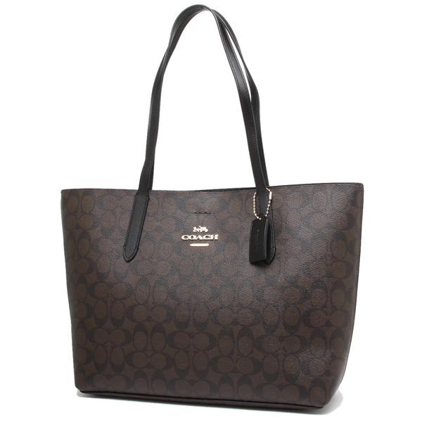 Coach Shoulder Bag With Gift Bag Avenue Tote In Signature Canvas Brown / Black # F67108
