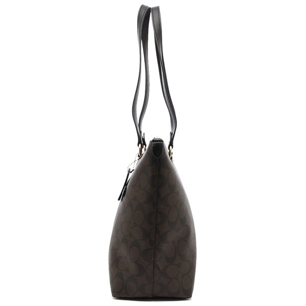 Coach Shoulder Bag With Gift Bag Gallery Tote In Signature Canvas Brown / Black # F79609
