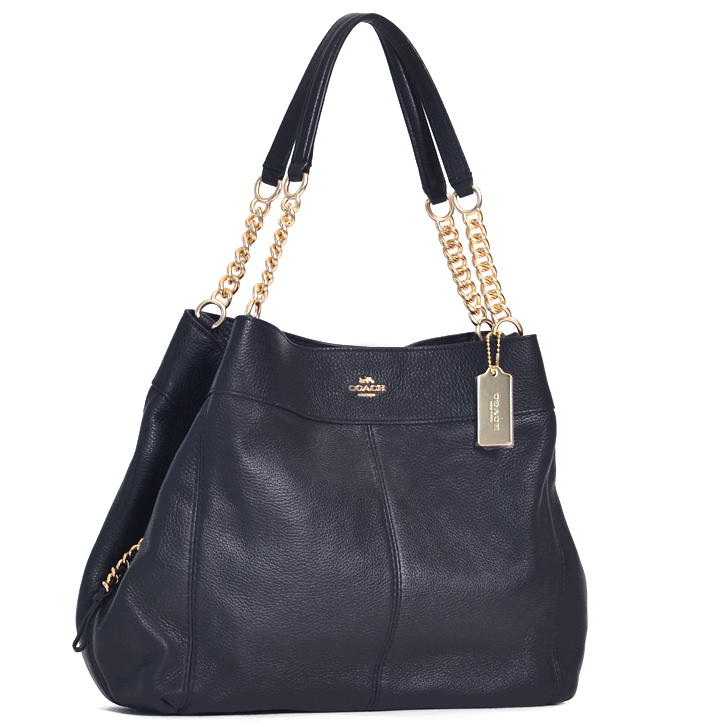 Coach Shoulder Bag With Gift Bag Lexy Chain Shoulder Bag Midnight Dark Blue / Gold # F27594