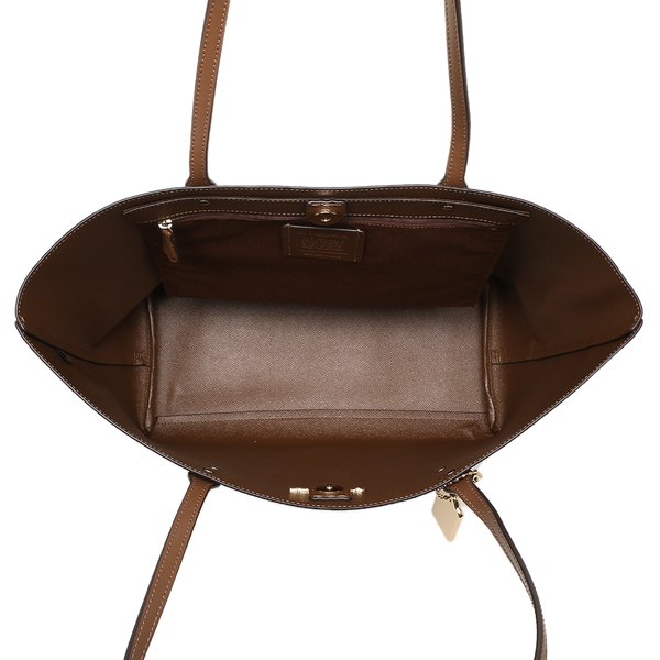 Coach Shoulder Bag With Gift Bag Town Tote In Signature Canvas Khaki / Saddle Brown # F76636