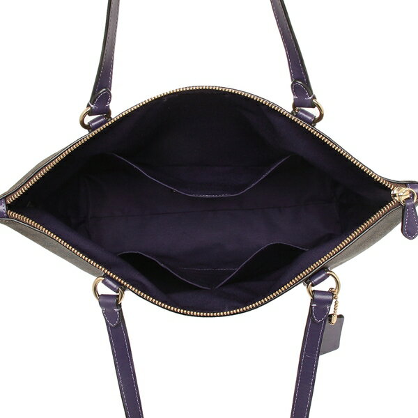 Coach Shoulder Bag With Gift Bag Zip Top Tote In Signature Canvas Brown / Dark Purple # F29208