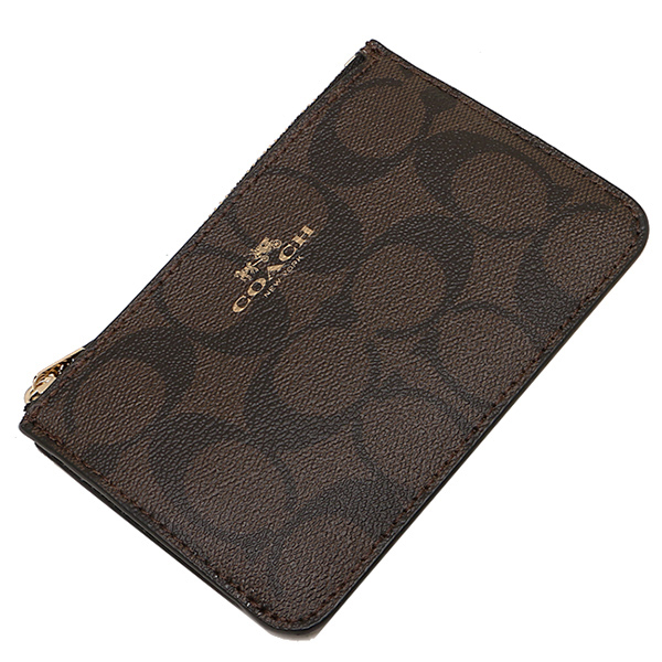 Coach Signature Key Pouch With Gusset Black / Brown # F63923