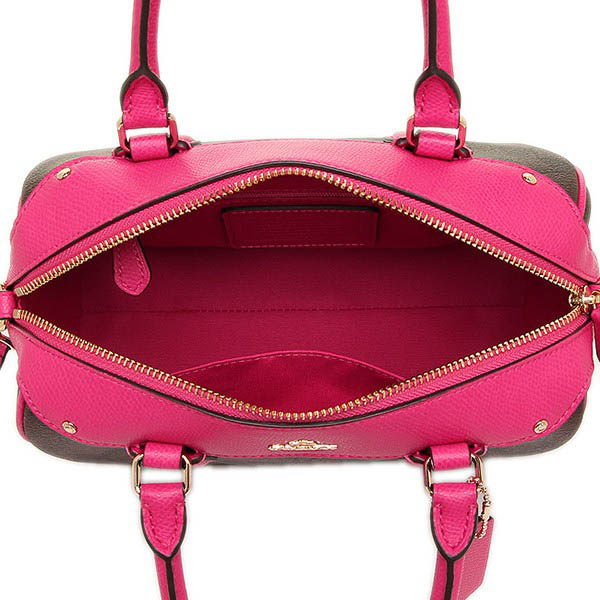 Coach Mini Bennett Satchel Crossgrain Leather Handbag Pink Ruby-F36624
