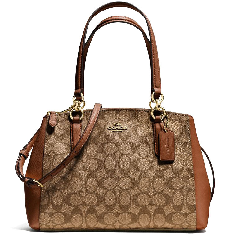 Coach Small Christie Carryall In Signature Gold / Khaki / Saddle Brown # F58291