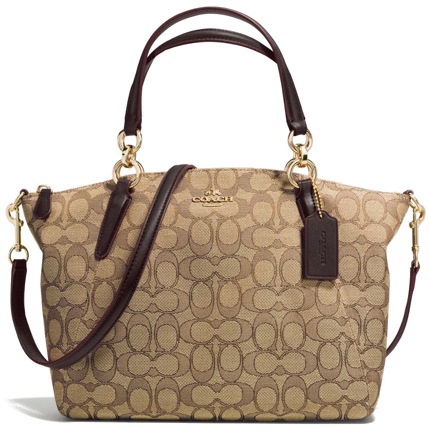 Coach Small Kelsey Satchel In Outline Signature Gold / Khaki / Brown # F58283