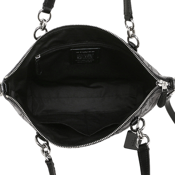 Coach Small Kelsey Satchel In Outline Signature Silver / Black Smoke / Black # F58283