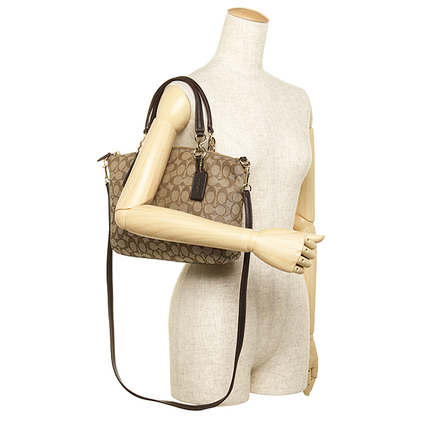 Coach Small Kelsey Satchel In Signature Jacquard Khaki / Brown # F27582