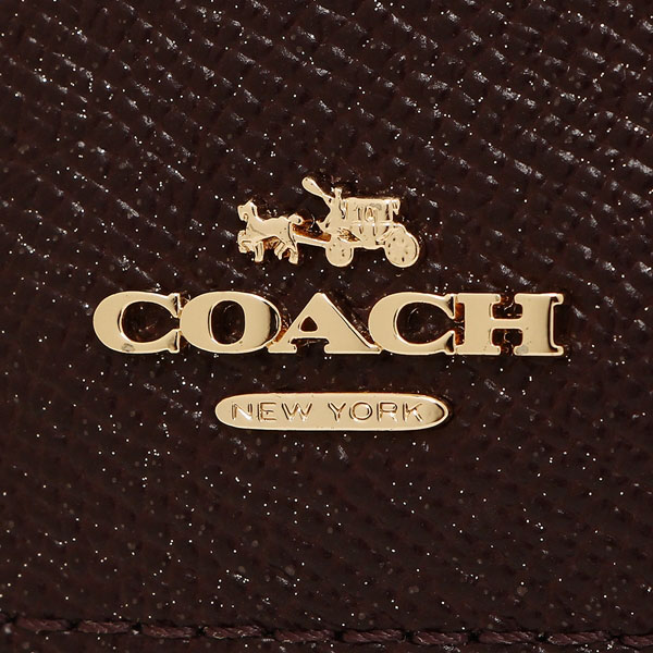 Coach Small Wallet In Glitter Crossgrain Leather Light Gold / Oxblood 1 # F15622