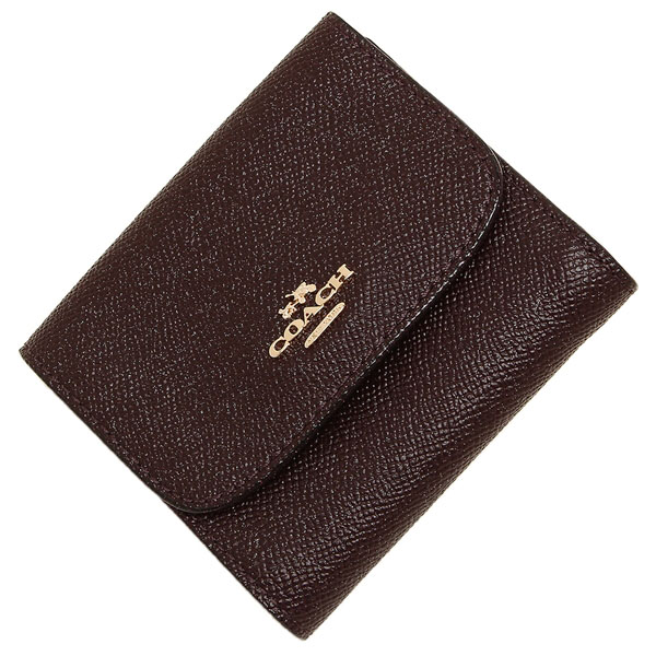 Coach Small Wallet In Glitter Crossgrain Leather Light Gold / Oxblood 1 # F15622