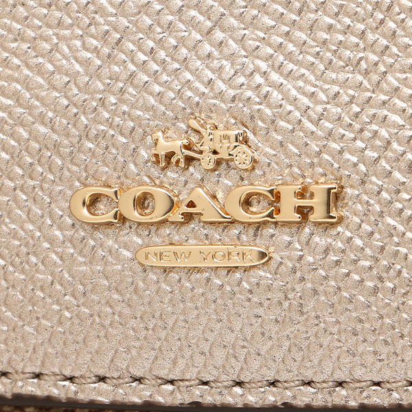 Coach Small Wallet In Signature Coated Canvas Khaki Platinum # F87589