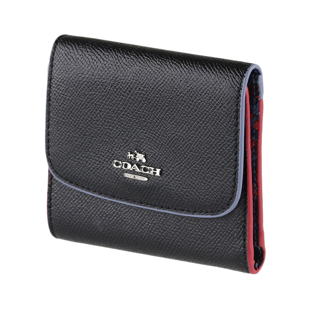 Coach Small Wallet With Edgepaint Silver / Black Multi # F24286