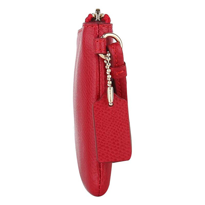 Coach Small Wristlet In Gift Box Corner Zip Wristlet In Crossgrain Leather True Red / Gold # F54626