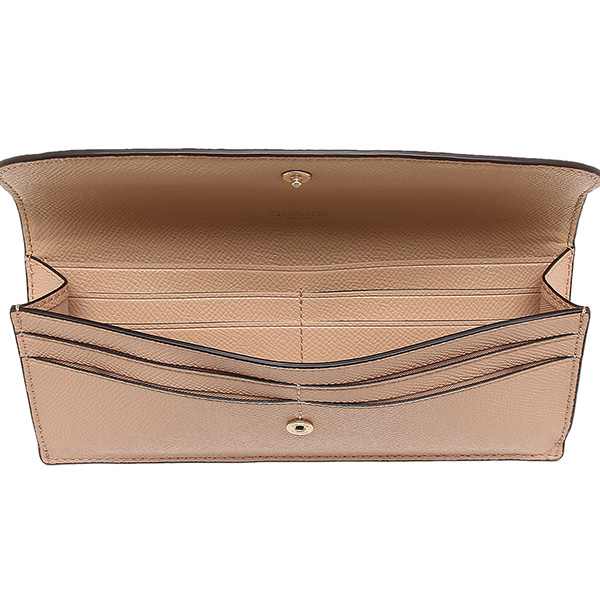 Coach Soft Wallet In Crossgrain Leather Gold / Beechwood Nude Beige # F54008