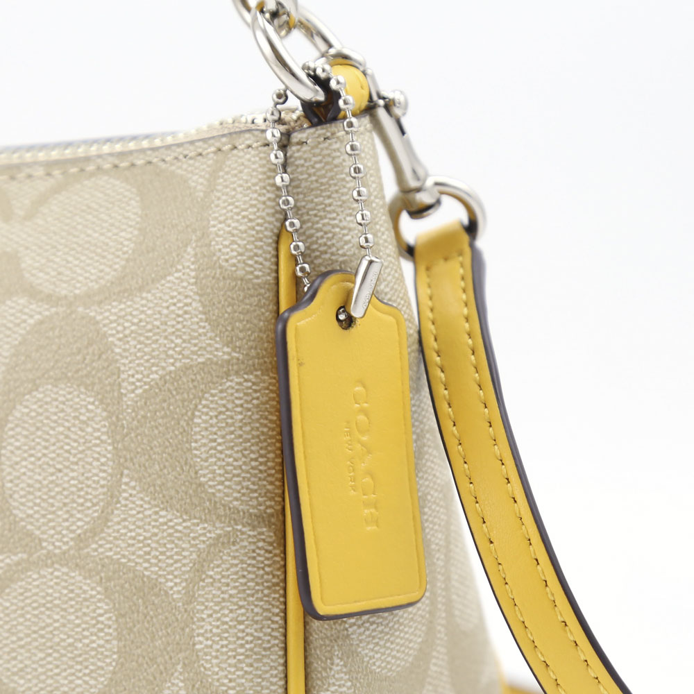 Coach Top Handle Pouch Light Khaki / Canary Yellow / Silver # F58321