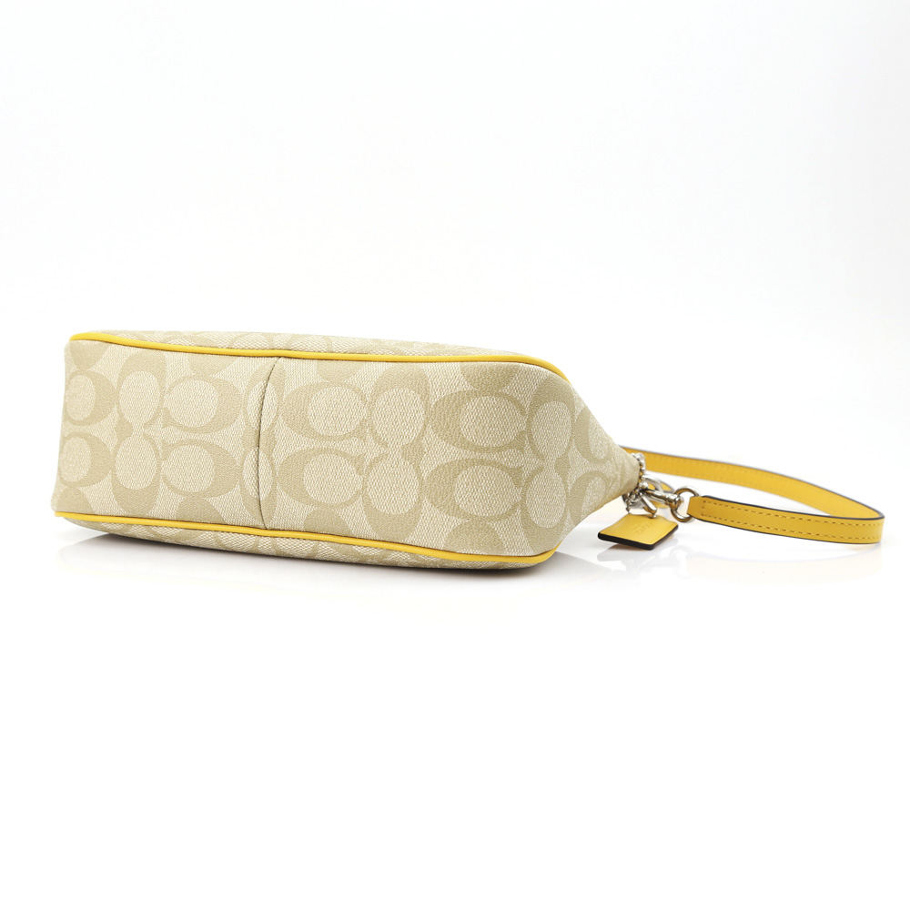 Coach Top Handle Pouch Light Khaki / Canary Yellow / Silver # F58321