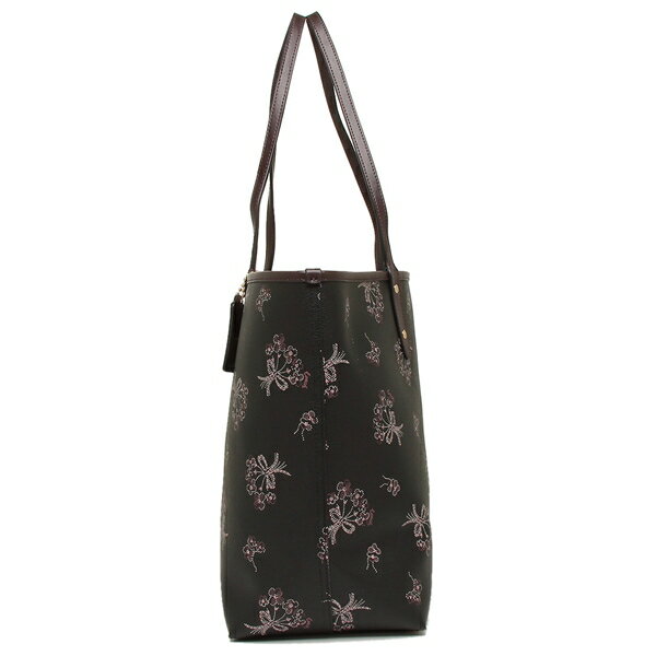 Coach Tote With Gift Bag Shoulder Bag Reversible City Tote With Ribbon Bouquet Print Black Pink / Oxblood # F78283