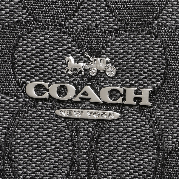Coach Tote With Gift Paper Bag Shoulder Bag Tote Zip Top Tote In Signature Jacquard Black Smoke / Black / Silver # F29958
