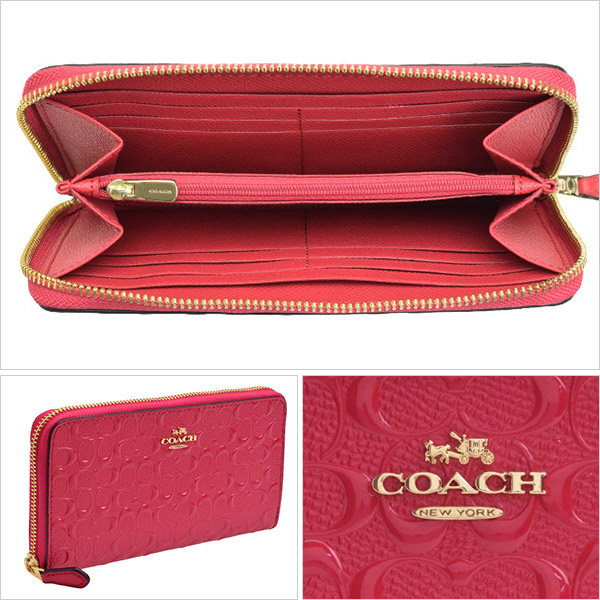 Coach Debossed Za Wallet Bright Pink # F54805