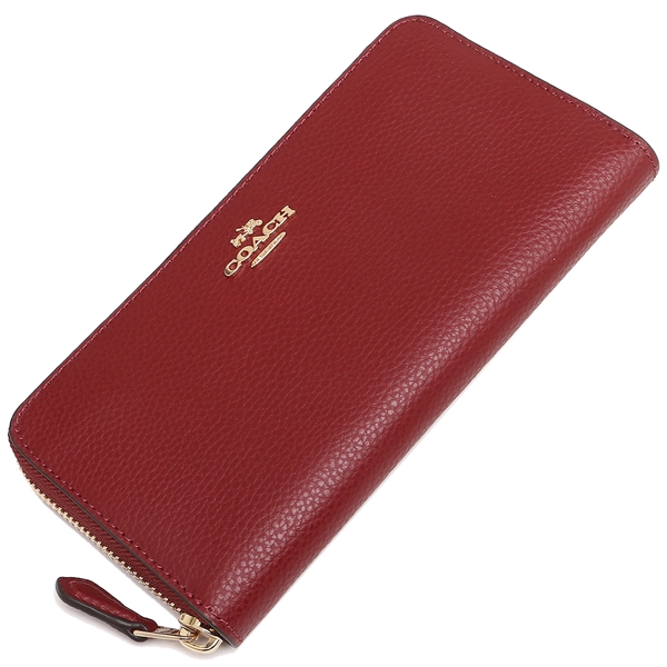 Coach Wallet In Gift Box Accordion Zip Wallet Dark Red # F16612