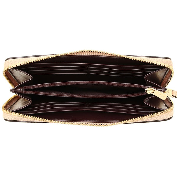 Coach Wallet In Gift Box Accordion Zip Wallet In Signature Leather Long Wallet Beechwood Nude Beige Beige Nude # F67566