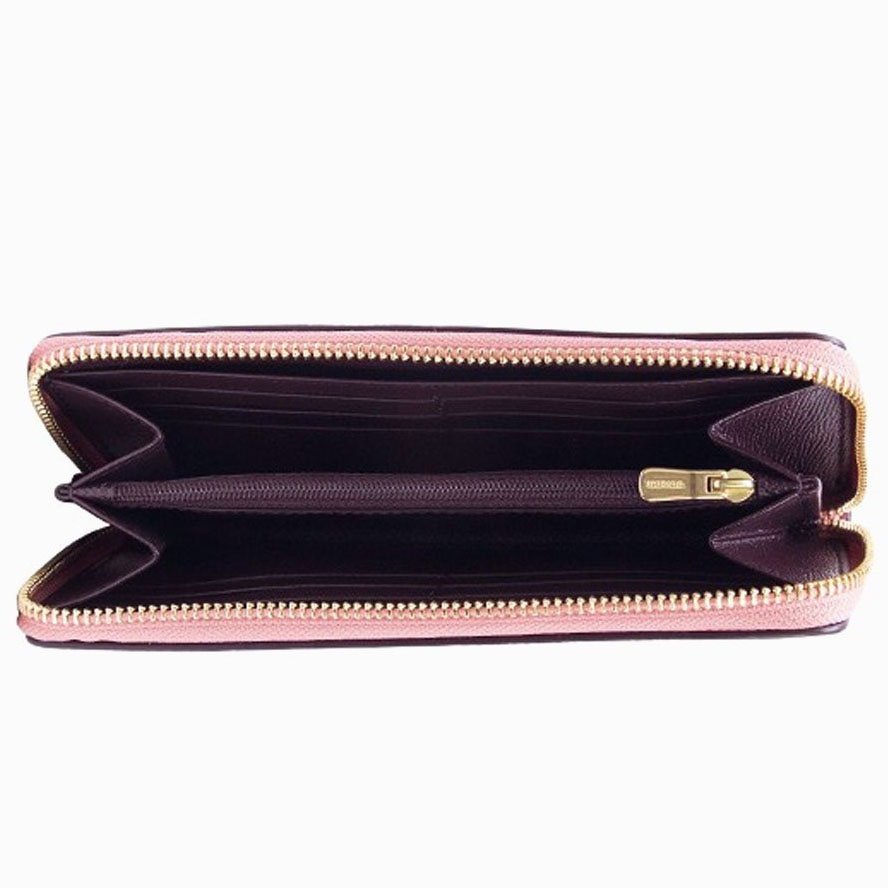 Coach Wallet In Gift Box Accordion Zip Wallet Long Wallet Vintage Pink # F29383