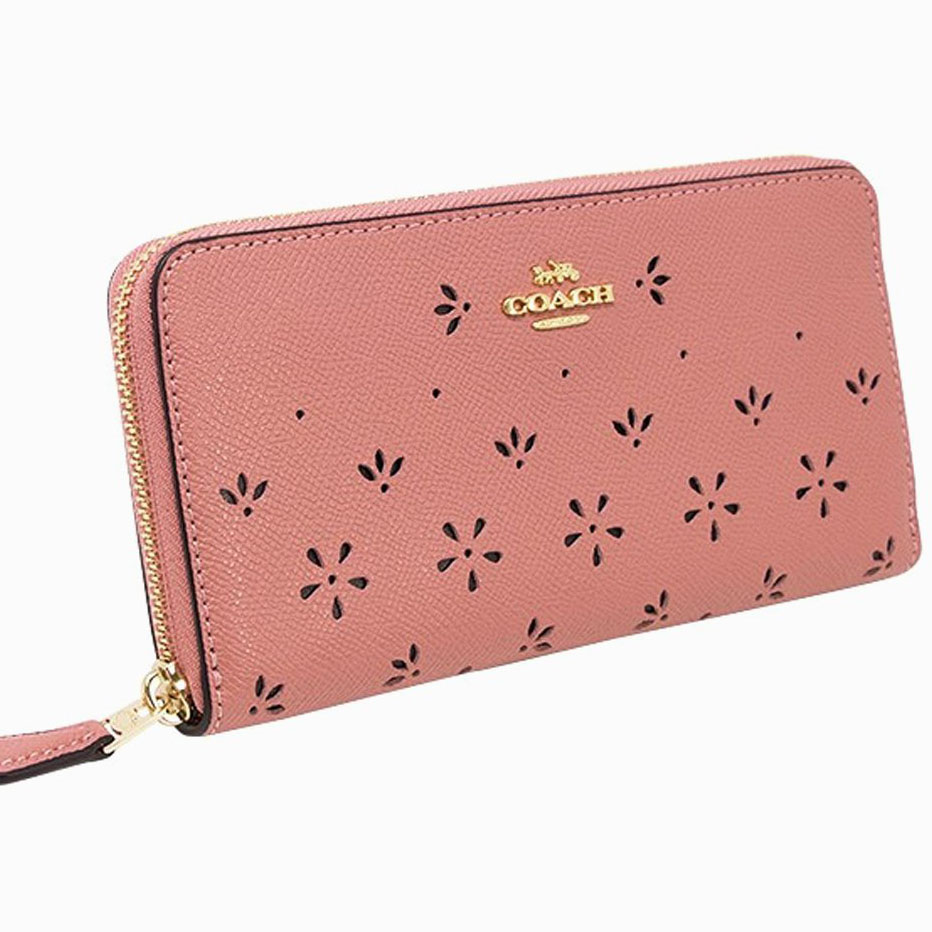 Coach Wallet In Gift Box Accordion Zip Wallet Long Wallet Vintage Pink # F29383