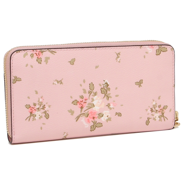 Coach Accordion Zip Wallet With Rose Bouquet Print Blossom Pink # 89966